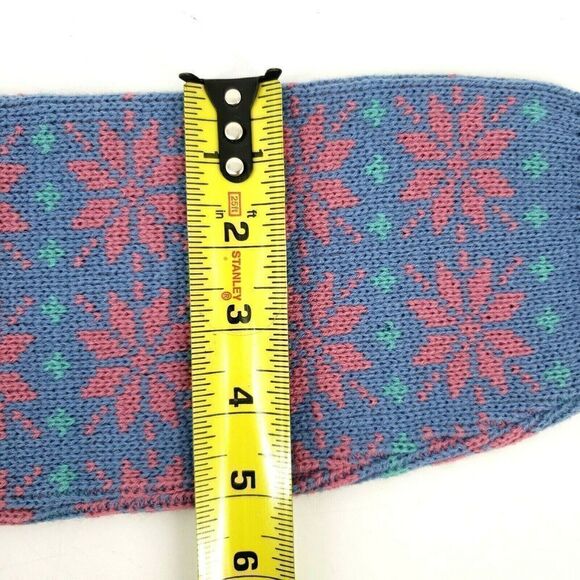 Leg Warmers Fair Isle Pink Blue Knit Onesize - Picture 7 of 8